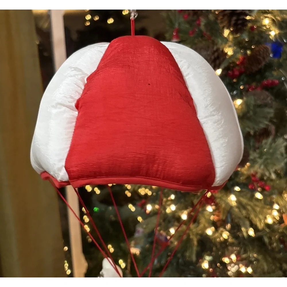 Vtg Applause Christmas Reindeer Santa bell Plush Parachute‎ Stuffed Animal Toys